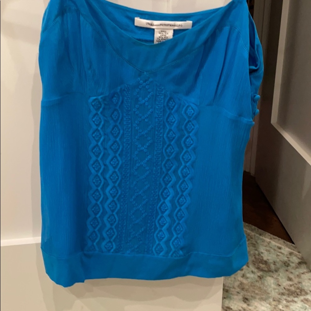 Diane von Furstenberg blue silk tank